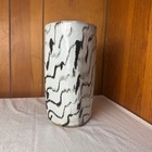 Vintage Studio Pottery Vase Black White Abstract Ceramic 10 Inch