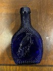 Vintage Arthur Singer Blue Jay Bird Blue Glass Bottle Clevenger Brothers