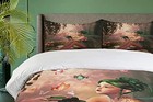  Tale Duvet Cover Set  Girl Wings And Butterflies Digital Queen Green Salmon