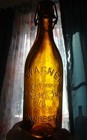 Antique E  Wagner - Manchester  N h  Crude  Orange Amber Blob Top Beer Bottle