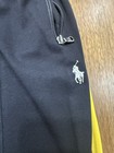 Polo Ralph Lauren Men   s Xl Black Track Pants Yellow Side Stripe Zip Pockets