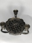 Vintage Flower Frog Silverplate Italy 3 Candle Holder Console Centerpiece Ornate