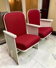 2 Theater Seats  Vintage Red Upholstered Tip-up Cinema Auditorium Seating  A15