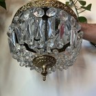 Vintage Crystal Ceiling Light Flush Mount Brass 10    Hollywood Regency Art Deco
