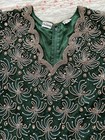 Fabulous Vintage Channa Green Lace Beaded Dress Lined Full Circle Skirt Size S m