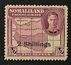 Travelstamps  1942 Somaliland Stamps Sc  125 Sg 114 - 2sh On 2 Rupees Kgvi Mogh