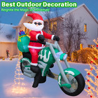 6ft Inflatable Motorcycle With Santa Outdoor Decoration  Christmas Blow Up Yard