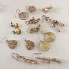 Lot Of 8 Costume Earrings Vintage Modern Pierced - Variety Mostly Gold Tone