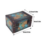 Wood And Leather Treasure Chest Box Decorative Storage Chest Box With Lock  