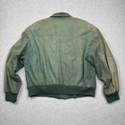 Vintage G-iii Global Identity Green Leather Bomber Jacket Mens Large Map Lining