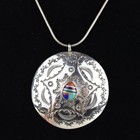 Sterling Silver Pendant Necklace Native American Concho 18  Inlay 925 Vtg 11 9g