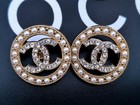 4pcs Stamped Chanel Cc  Gold Pearl Clear Rhinestone  Round Button 22mm