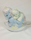 Vintage Enesco Ceramic Baby Night Light Rocking Style Unicorn Teddy Bear 5    Lamp