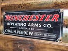 Vintage Winchester Porcelain Sign Rare Old Firearm Gun Ammunition Repeating Arms