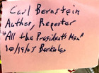 Carl Bernstein Signed Baseball All The President s Men Reporter Auto