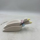 Vintage Jsny Measuring Cups 2pc Set White Goose Duck Stackable Nesting Bow Tie