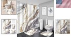 Complete 4-pc Marble Bathroom Set  Shower Curtain  Flannel Rugs   Hooks Included
