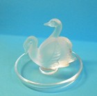 Lalique Frosted Crystal Two Swans Ring Tray Holder