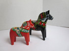 Vintage Nils Olsson Dala Swedish Wooden Hand Carved hand Painted Horses Set Of 2