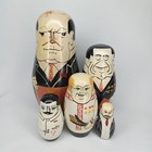 Vintage 1970s Russian Leaders Wood Matryoshka Nesting Dolls Set Of 5 New Arrival