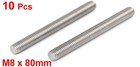 10pcs M8 X 80mm 1 25mm Pitch 304 Stainless Steel Fully Threaded Rods Bar Studs