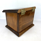 Vintage Wood Recipe Storage Box Wood Dividers Brass Hinges Large Kitchen Decor