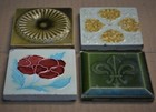  European Antique Art Nouveau Majolica 4-set Tile C1900