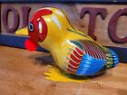 Vintage 1950 s Tps Tin Litho Mechanical Wind Up  Colorful Pecking Bird