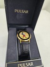 Vintage 90s Mickey Mouse Pulsar Watch New In Original Case Quartz Black Gold
