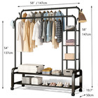 Makit Home Rolling Floor Double-layer Double-bar Clothes Rack