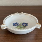 Vintage Schuman Azurberry Ashtray Gold Blue Floral Made In Germany