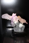 Peter Muller Hand Carved Rose Quartz amethyst Owl Couple On Amethyst Base 4 3 4 