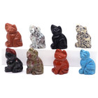 1 5  Cat Statue Natural Gemstone Carving Healing Crystal Animals Figurines Reiki