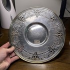 Vtg Butterfly Embossed   Reticulated Benedict 10  Footed Platter 617 Silverplate
