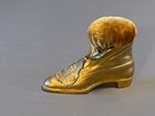 Antique Figural Boot Pincushion Souvenir Washington Dc Capital Gilded Copper Jb