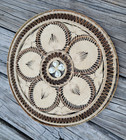 Woven Wicker Wall Hanging Boho Flower Pattern With Cowrie Shells Decor Mandala