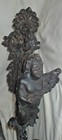Antique Pair Victorian Home Bronze Cherub Lamp Light Wall Art Bracket Urn Sconce