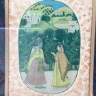 Antique Hindu Embroidered Water Colored Goddess Krishna Villa Side Painting