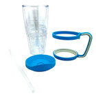 Tervis 24oz Clear Tumbler W Flexible Straw Turquoise Handle No Spill Lid New