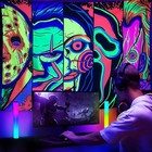 Black Light Art Halloween Wall Decor Trippy Blacklight Horror Face Tapestry  Uv 