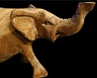 Solid Wooden Elephant Light Brown Sculpture Hand Carved flaw 7 lx4 h