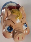 Piggy Bank Vtg Molded Wood Fiber Mid Century Mod Or Earlier Hand Painted 12 5 