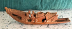 Large 7  Vintage  Asian Men On Boat Incense Burner Hand Carved In Bamboo