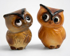 Pair Of Vintage Miniature Horned Owls Set Of 2 Ceramic Figurines  M334 Japan