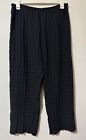 Babette Sf Check Square Pleat Crop Pant Wide Leg Elastic Waist Black Large