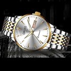 Man Watch Waterproof Analog Quartz Date Calender Round Dial Stainless Steel Band