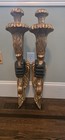 Rrrr Large 32  Vtg Italian Hand Carved Gilt Wood Black Hand Wall Sconces Pair  p