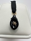 Antique Victorian Onyx  Jet  Gold Unsigned Seed Pearl Mourning Pendant Read