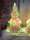 Blow Mold White Gingerbread Trees Red And Green Union Don Featherstone 29   