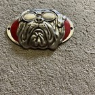 Bulldog With Sunglasses Car Emblem 6 Inches Red And Silver